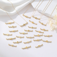 Conectores de Joyería al por Mayor para DIY, Colgante de Letra con Doble Círculo de Circonita, Dije de Letra Inglesa de 14k para Collar y Pulsera