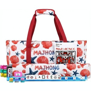 Jeu de Mahjong American White Lotus avec tuiles et tapis en néoprène - Jeu de divertissement portable, écologique et durable - Product Image 5