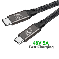 240W 48V 5A PD Chargeur USB-C Type-c Câble de Charge Rapide 1m 2m Nylon Tressé Aluminium Shell Tipo Câbles de Données pour Utilisation sur Ordinateur