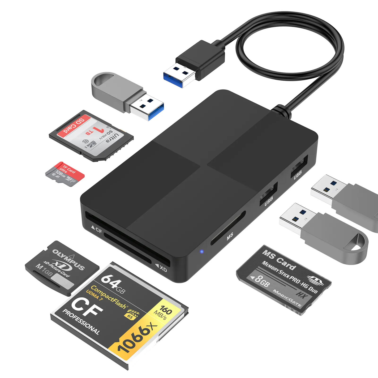 Groothandelsprijzen Iso7816 Usb 3.0 Mobiele Telefoon Lezen 8 In 1 Kaart Hub Kaartlezer Schrijver