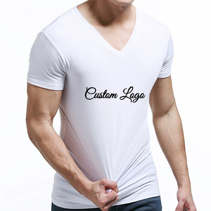 T-shirt da <span class=keywords><strong>uomo</strong></span> di alta qualità <span class=keywords><strong>taglie</strong></span> forti t-shirt scollo a v traspirante con logo personalizzato etichetta Plain Blank t-shirt - Product Image 1