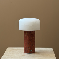 Lampe de table en marbre d'albâtre en forme de champignon, style Wabi Sabi nordique, lampe de chevet LED à intensité variable pour chambre à coucher, hôtel, villa, décoration intérieure