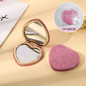 Wholesale Double Sided Folding Mini <b>Vanity</b> <b>Mirrors</b> Heart Shape Small Hand <b>Makeup</b> Pocket <b>Mirror</b> - Product Image 5