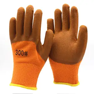 Wholesale high quality excellent grip construction gloves cotton liner crinkle latex coated work gloves