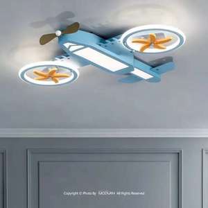Modern Cartoon Airplane Model Chandelier Children <b>Bedroom</b> <b>Ceiling</b> <b>Fan</b> Light for Kids Room - Product Image 3