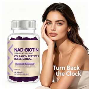 OEM & ODM Personnalisé |   Gummies certifiées COA NAD+ Biotine <span class=keywords><strong>Vitamine</strong></span> <span class=keywords><strong>D3</strong></span> K2 Collagène <span class=keywords><strong>Bio</strong></span> Peptides Saines Anti-âge - Product Image 1