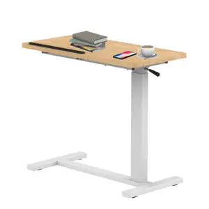 Pneumatic Adjustable Rolling Laptop Desk Bedroom Living Room Side Sofa Table Tilt Top Bed Table C Laptop Desk with Wheels