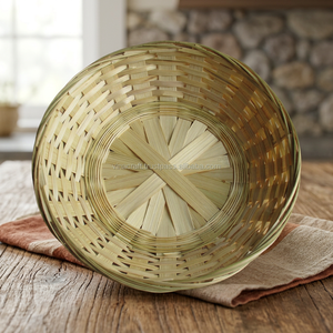 Cheap Eco-Friendly Foldable Barrel Handmade <b>Bamboo</b> Woven Food Storage <b>Basket</b> - Product Image 3