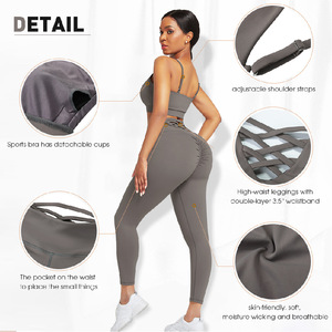 2023 soutien-gorge de Sport antichoc Top beurre doux respirant Leggings de gymnastique Fitness entraînement femmes ensemble de Yoga - Product Image 4