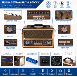 <span class=keywords><strong>Radio</strong></span> portable vintage en bois RAISENG R-2055BT, OEM d'usine, 3 bandes AM FM SW, lecteur MP3 USB TF, <span class=keywords><strong>radio</strong></span> rechargeable - Product Image 3