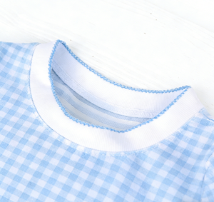Ensemble de pyjamas en vichy bleu pour bébés garçons, mode de Pâques, vêtements de nuit pour enfants personnalisés - Product Image 6