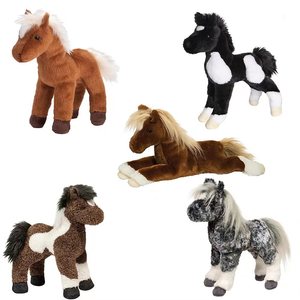 Customized Real Simulation Stuffed Animal Standing Horse Plush Toy Cute Lying Pony Doll for Home Decoration