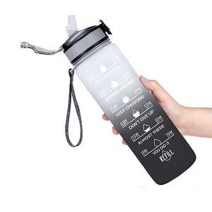 Bouteille d'<span class=keywords><strong>eau</strong></span> en plastique avec marqueur <span class=keywords><strong>de</strong></span> temps Logo personnalisé 1000ml Tritan motivationnel 1L Sports Tritan Bouteille d'<span class=keywords><strong>eau</strong></span> avec paille - Product Image 1