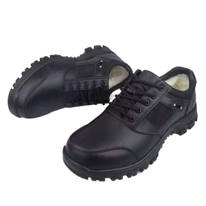 Chaussures de sécurité noires pour hommes en cuir de vachette à talon bas, pour l'entraînement, la sécurité, l'extérieur, printemps-automne, à lacets, couleur unie - Product Image 5