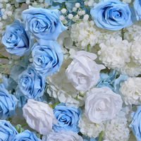 Decoración para Torre de Pasteles, Flores Artificiales Azules (Rosa y Baby's Breath), Exhibición Comercial para Escaparates de Bodas, Decoración Estética