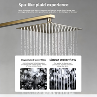 Ensemble de douche encastré 3 fonctions en or brossé, système de douche pluie mural moderne avec mitigeur de salle de bain et douchette à main