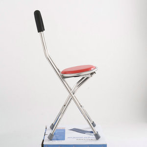 Tabouret pliant en acier inoxydable avec siège rouge antidérapant, portable pour une utilisation en extérieur - Product Image 3