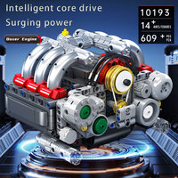 Mould King 10193 Juego de Bloques de Construcción de Motor de Cilindros Contrapuestos, Modelo de Auto de Entretenimiento para Niños