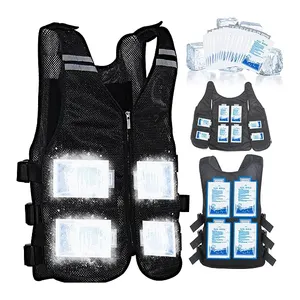 Chaleco de seguridad de refrigeración de alta visibilidad HBC, bolsa de hielo de trabajo al aire libre de verano, chaleco con correa reflectante de refrigeración