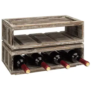 Estante de madera maciza multifuncional, estante de madera apilable para decoración de botellas de vino, venta directa de fábrica, venta al por mayor