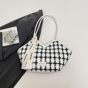 Sacs fourre-tout grande capacité pour femme 2025 – Collection été très tendance – Sacs à main <span class=keywords><strong>de</strong></span> ville à motif quadrillé avec fermeture éclair pour femme - Product Image 2