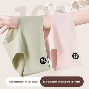 Damen 10A Antibakterieller Maulbeerseiden-Bikini-Slip für den Sommer aus Eisseide, nahtlose Alltags-Triangel-Unterwäsche mit einfarbigem, nicht einschneidendem Bund - Product Image 3