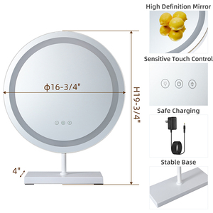 Espejo Cosmético Redondo con Luz LED Tricolor HD de 40x40cm, Espejo de Escritorio para el Hogar, Herramienta de Maquillaje Inteligente - Product Image 5