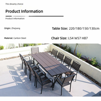 Tables et chaises de patio modernes, durables et imperméables avec structure en acier au carbone pour la cour, le jardin et le parc