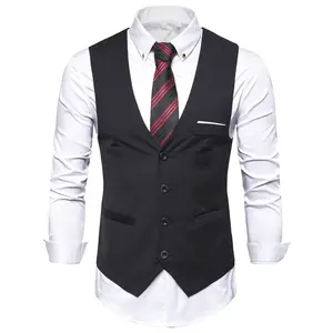 S0146A 2021 उच्च गुणवत्ता के नए फैशन स्लिम वि गर्दन पुरुषों की ब्रिटिश व्यापार ठोस रंग पुरुषों के सूट बनियान