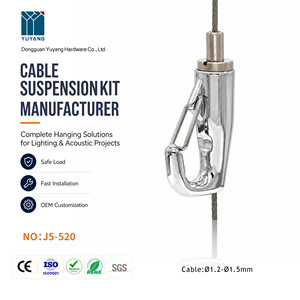 Pince à câble réglable avec mousqueton <span class=keywords><strong>en</strong></span> <span class=keywords><strong>métal</strong></span> à verrouillage rapide pour <span class=keywords><strong>suspension</strong></span> de luminaires suspendus et présentoirs - Product Image 1