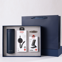 Set de Regalo de Cuaderno de Cuero Premium, 100 Hojas, Soporte para Teléfono, Cable de Carga Multi-Puerto, Logotipo Personalizado, Artículos Promocionales Empresariales
