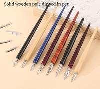 Stylo Calligraphique Vintage en Bois Massif Fait Main, Personnalisable, pour Calligraphie Manga, Pointes Remplaçables en Acier Inoxydable, Calligraphie Anglaise en Bois