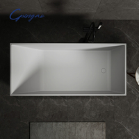 Baignoire autoportante Cpingao de luxe moderne, couleur personnalisée, finition mate, en résine de pierre artificielle classique, avec drain intégré, pour bain profond et pur.