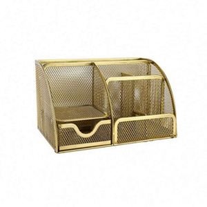 High Quality Metal Mesh Multi-Functional Mesh Desk Organizer with <b>6</b> Compartments and 1 <b>Drawer</b> Desk Organizer Office Accessories - Product Image 5