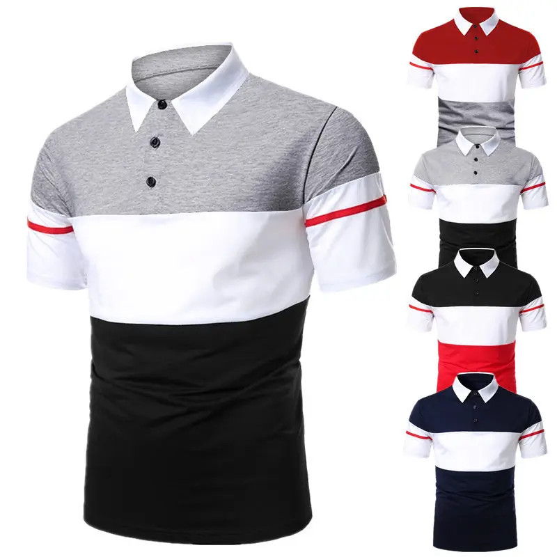 Herren Aufschlag Kurzarm Polo hochwertige Mode Aufschlag Patchwork-T-Shirt Top Herrenhemden