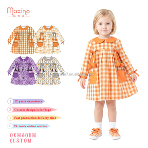 <span class=keywords><strong>Abbigliamento</strong></span> per Bambini con Colletto Peter Pan, Vestito Vintage da Bambina con Stampa Damascata a Zucca e Maniche Lunghe - Product Image 2