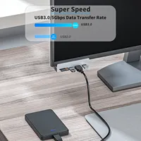 Lecteur de cartes multifonction Type-C 4-en-1 en alliage d'aluminium USB3.0 à clipser, pour ordinateur portable - Vente chaude