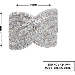 Jewelspaark Diamond Cocktail <b>Ring</b> 2.22 Cttw Round Baguette Cut 925 Sterling <b>Silver</b> <b>Statement</b> <b>Ring</b> Size 8 - Product Image 3