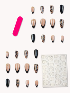 Puntas de Arte de uñas chapadas en oro con estampado de leopardo de estilo francés Uñas artificiales usables completas - Product Image 6