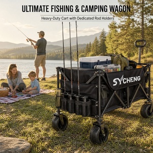 Chariot de camping pliable robuste, capacité de charge de 150 kg, chariot utilitaire tout-terrain en acier avec tissu Oxford pour la plage et les activités de plein air - Product Image 5