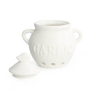 Pot à ail en céramique <span class=keywords><strong>blanche</strong></span>, conteneur en <span class=keywords><strong>terre</strong></span> <span class=keywords><strong>cuite</strong></span>, conservation de l'ail, pot de stockage en argile avec couvercle pour la cuisine, vente en gros - Product Image 2
