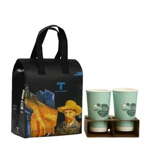 Eco-Friendly Custom Logo Black Nonwoven Insulated Lunch Take Away Bag <b>Recyclable</b> Takeout Food Delivery <b>Backpack</b> for Sandwich - Product Image 4