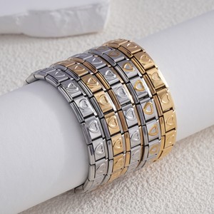 Stainless Steel Heart Shaped Elastic Bracelet Unisex Minimalist Jewelry for Business Commuting - Product Image 1