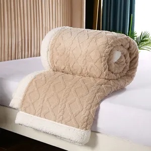 Professional Factory Thick Warm 3D Jacquard Blanket Custom Double Sides Plush Super Soft TAFU Fleece Sherpa Throw Blanket