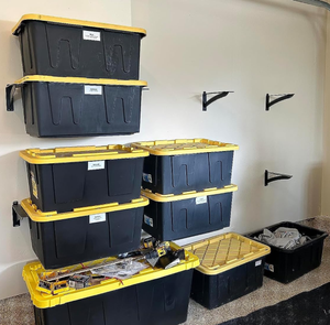 27-Gallon Bins Overhead Bin Rack for Container Ceiling Mount Adjustable Width Garage Storage Rack