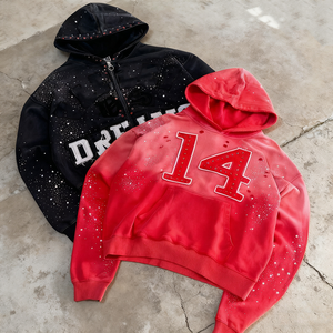 Unisex Oversized Acid Washed Zip-up Hoodie <b>Streetwear</b> Custom Logo Print Heavyweight Cotton Vintage Boxy Graphic Embroidered - Product Image 1