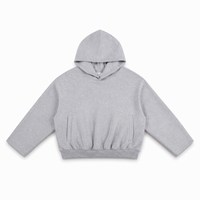 Sweat-shirt à capuche court et ample personnalisé 460 GSM pour homme, coupe droite, poignets ouverts, style streetwear, en molleton bouclette lourd, faible MOQ
