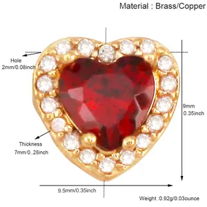 Perles <span class=keywords><strong>de</strong></span> cœur en pierre <span class=keywords><strong>de</strong></span> <span class=keywords><strong>naissance</strong></span>, grenat, aqua, lilas, olive, violet, composants <span class=keywords><strong>de</strong></span> bracelet en laiton plaqué or 18 carats, accessoires, fournitures S77 - Product Image 5