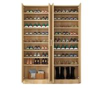 Zapatero de Madera Multicapa de Gran Capacidad Gabinete de Almacenamiento de Madera Maciza Metal Diseño Moderno y Sencillo para Entrada del Hogar