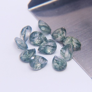 Bague en Agate Naturelle Verte, Pierre Semi-Précieuse pour Bijoux DIY avec Coupe Poire Facettée 8x6mm et Fond Pointu - Product Image 6